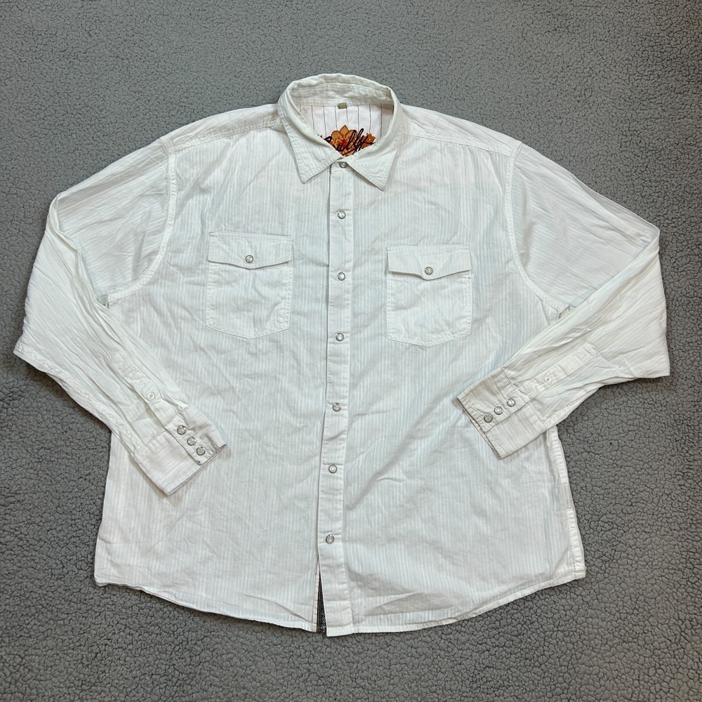 Scully Men's XL Solid White Pearl Snap Western Shirt Long Sleeve‎ Excellent